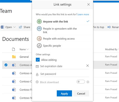 sharing files on sharepoint.